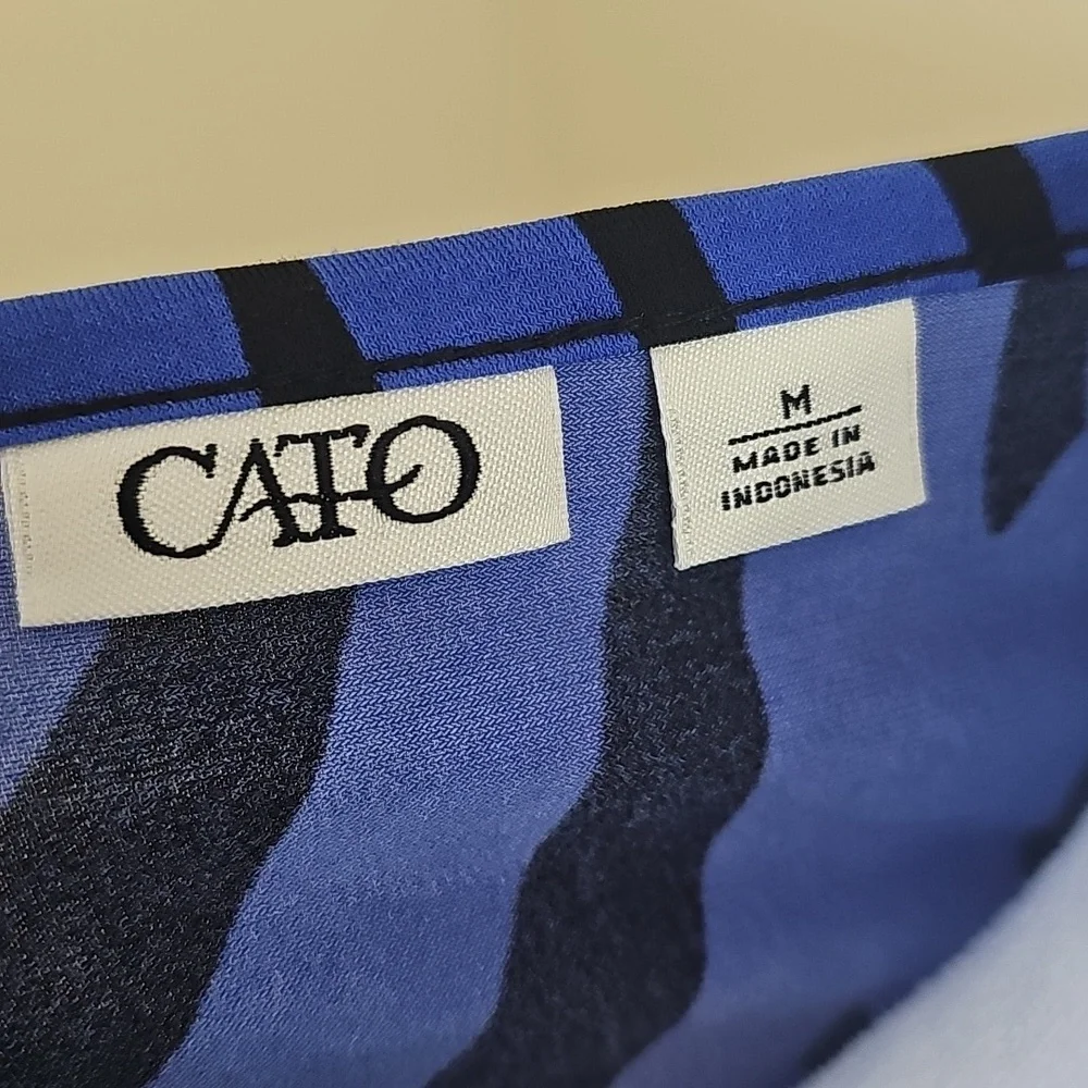 Cato Blue & Black Geometric Print Tunic Top | Size M - Picture 2 of 7